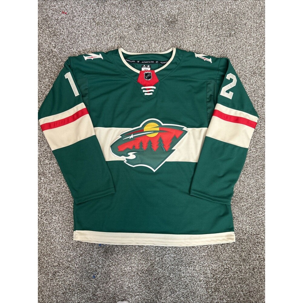 Fanatics Minnesota Wild Matt Boldy #12 NHL Hockey Jersey Green/Tan/Red 52